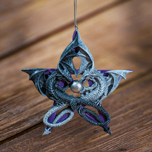 Pentagram Dragon Hanging Ornament by Anne Stokes