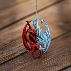 Fire & Ice Dragon Hanging Ornament by Anne Stokes