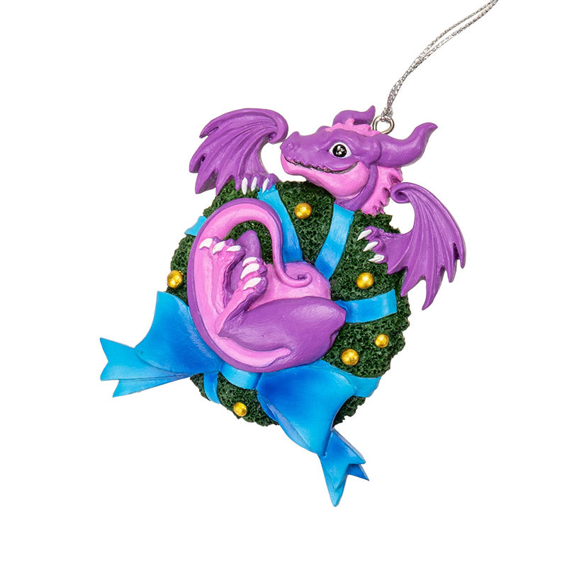 Cute Wreath Dragon Hanging Ornament by Ruth Thompson