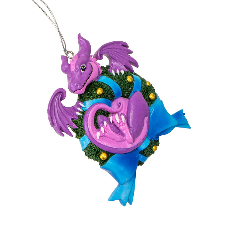 Cute Wreath Dragon Hanging Ornament by Ruth Thompson