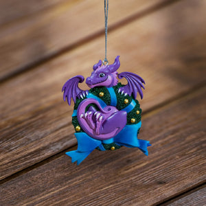 Cute Wreath Dragon Hanging Ornament by Ruth Thompson