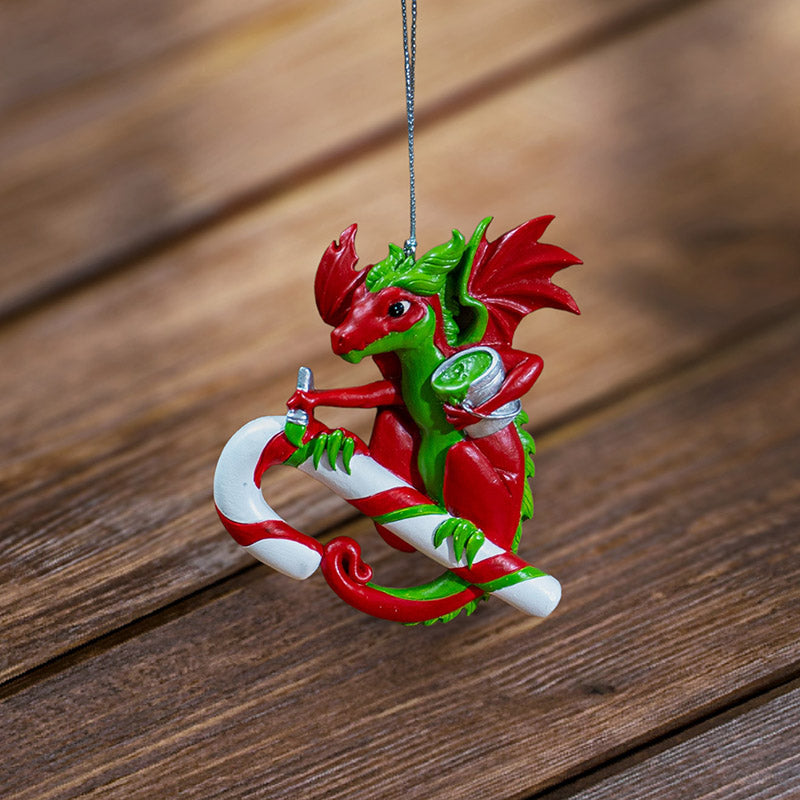 Candy Cane Dragon Hanging Ornament by Ruth Thompson