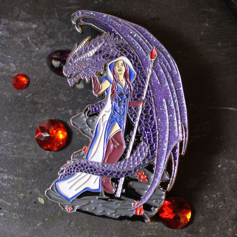 Dragon Mage Enamel Pin by Anne Stokes