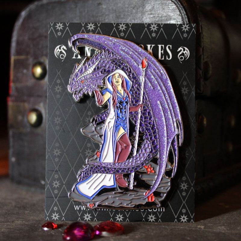 Dragon Mage Enamel Pin by Anne Stokes