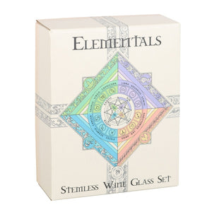 Set Of 4 Elemental Stemless Wine Glasses by Anne Stokes