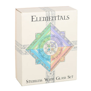Set Of 4 Elemental Stemless Wine Glasses by Anne Stokes - PREORDER