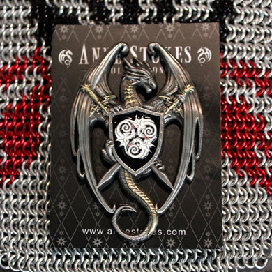 Dragon Defender Sculpted Pin by Anne Stokes