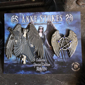 Limited Edition Raven Enamel Pin Set by Anne Stokes - PREORDER