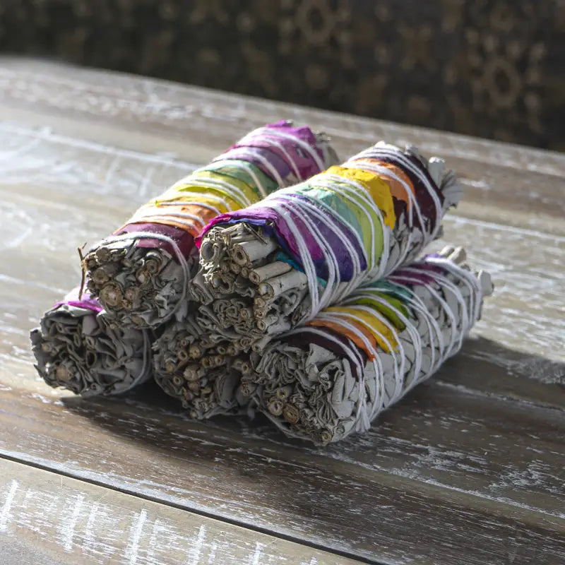 Seven Chakra White Sage Smudge Stick 4" Size Set of 5