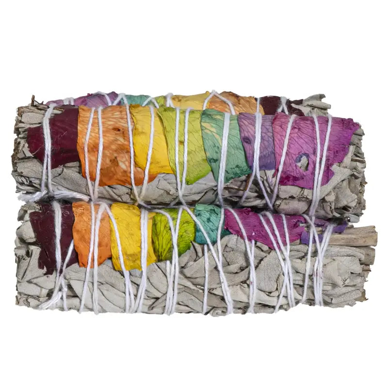 Seven Chakra White Sage Smudge Stick 4" Size Set of 5