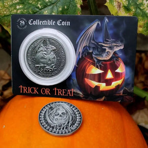 Trick Or Treat Collectable Coin by Anne Stokes