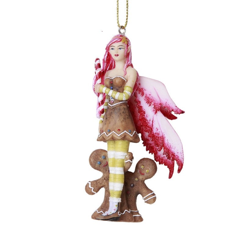 Pink Gingerbread Fairy Hanging Ornament by Amy Brown