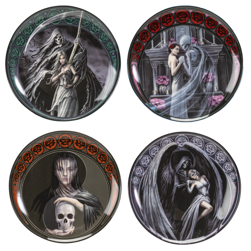 Dance With Death Dessert Plates by Anne Stokes