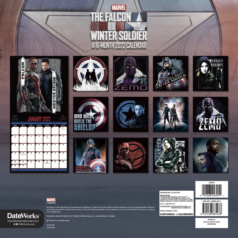 Marvel TV: The Falcon And The Winter Soldier - 2022 Square Wall Calendar