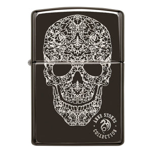 Zippo Lighter - High Polished Black Skull by Anne Stokes