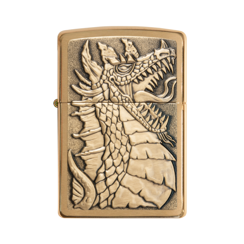 Zippo Lighter - Dragon Brushed Brass