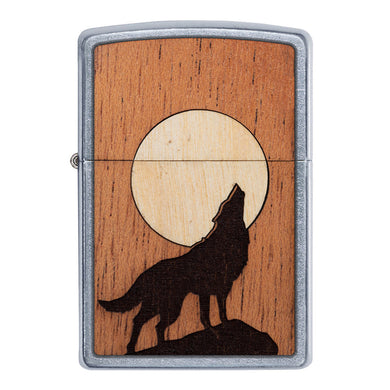 Zippo Lighter - Woodchuck Wolf w/ Moon Inlay