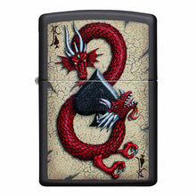 Zippo Lighter - Black Matte Red Dragon