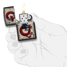 Zippo Lighter - Black Matte Red Dragon