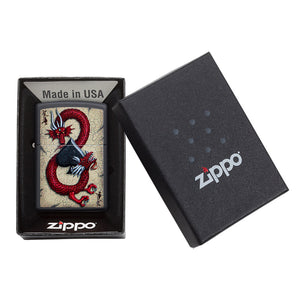 Zippo Lighter - Black Matte Red Dragon