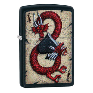 Zippo Lighter - Black Matte Red Dragon