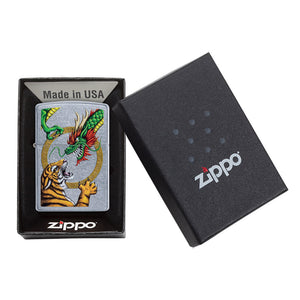 Zippo Lighter - Street Chrome Tiger vs Dragon