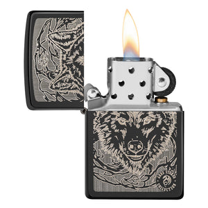 Zippo Lighter - Wolf Tribal by Anne Stokes