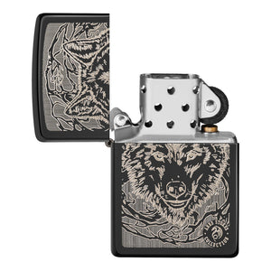Zippo Lighter - Wolf Tribal by Anne Stokes