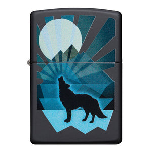 Zippo Lighter - Wolf and Moon Design