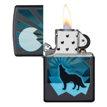 Zippo Lighter - Wolf and Moon Design