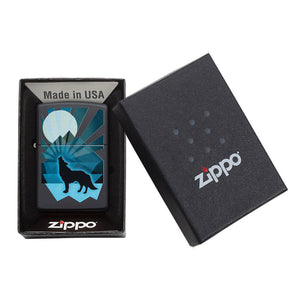 Zippo Lighter - Wolf and Moon Design