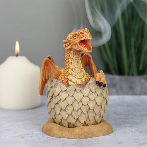 Yellow Hatching Dragon Incense Cone Burner by Anne Stokes