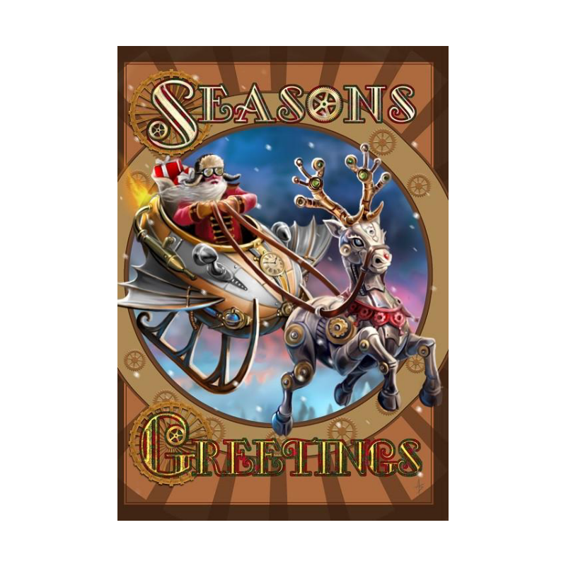 Steampunk Santa Yule Card by Anne Stokes