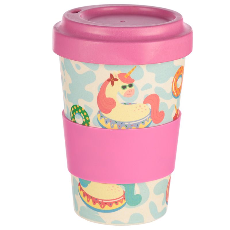 Vacation Vibes Unicorn Reusable Screw Top Bamboo Composite Travel Mug