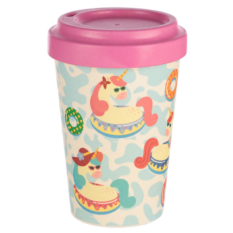 Vacation Vibes Unicorn Reusable Screw Top Bamboo Composite Travel Mug