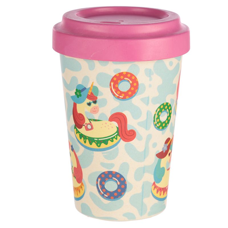 Vacation Vibes Unicorn Reusable Screw Top Bamboo Composite Travel Mug