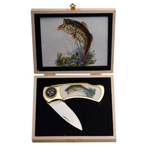 Bass Decorative Folding Knife in Timber Gift Box