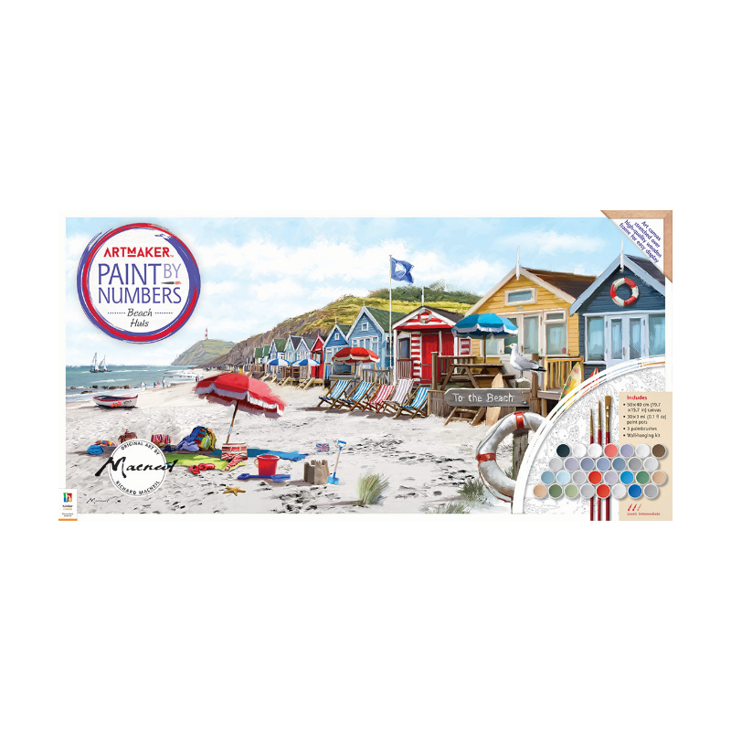 Art Maker Paint by Numbers Canvas Beach Huts