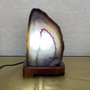 Agate Lamp with Wooden Base #1