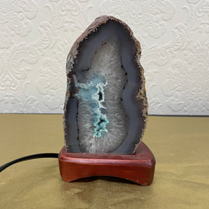 Agate Lamp with Wooden Base #3