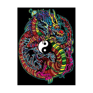 Colorvelvet - Large Black Yin Yang Dragon