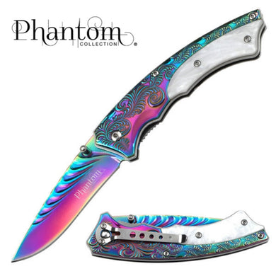 Phantom Collection – Rainbow Scroll Folding Knife