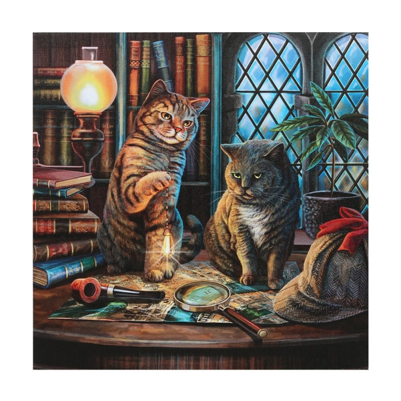 Purrlock Holmes Light Up Canvas by Lisa Parker