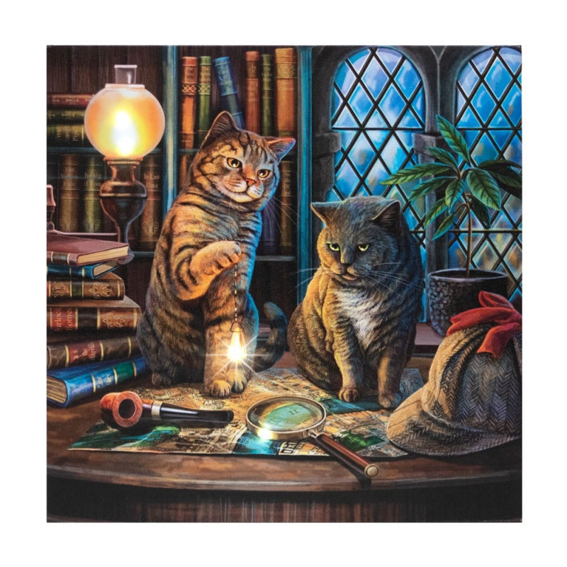 Purrlock Holmes Light Up Canvas by Lisa Parker
