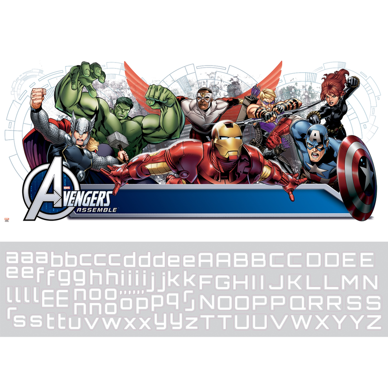 Avengers Assemble Headboard Wall Stickers with Personalised Name