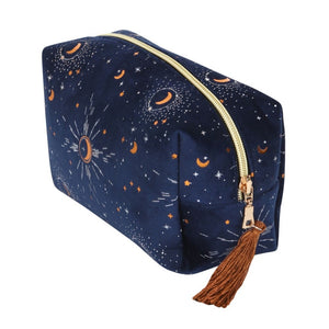 Blue Crescent Moon Tasseled Makeup Bag