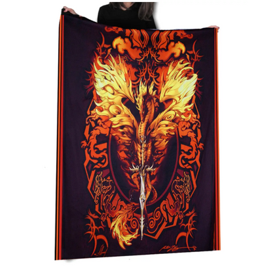 Dragon Flame Blade Fleece Blanket/Throw/Tapestry by Ruth Thompson