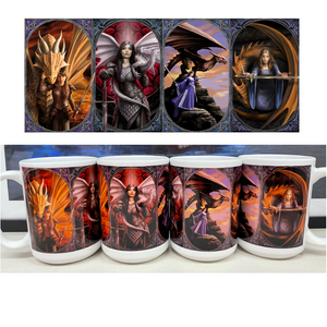 Dragon Warriors Panoramic Mug by Anne Stokes