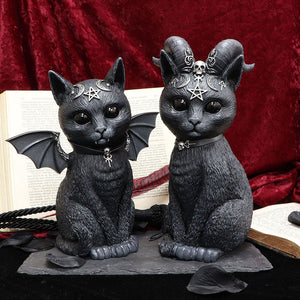 Large Pawzuph Horned Occult Cat Figurine