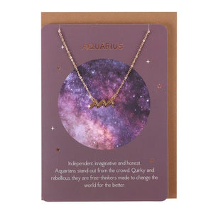 Aquarius Zodiac Necklace Card